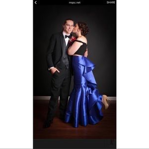 Sherri Hill 2-piece black and royal blue dress